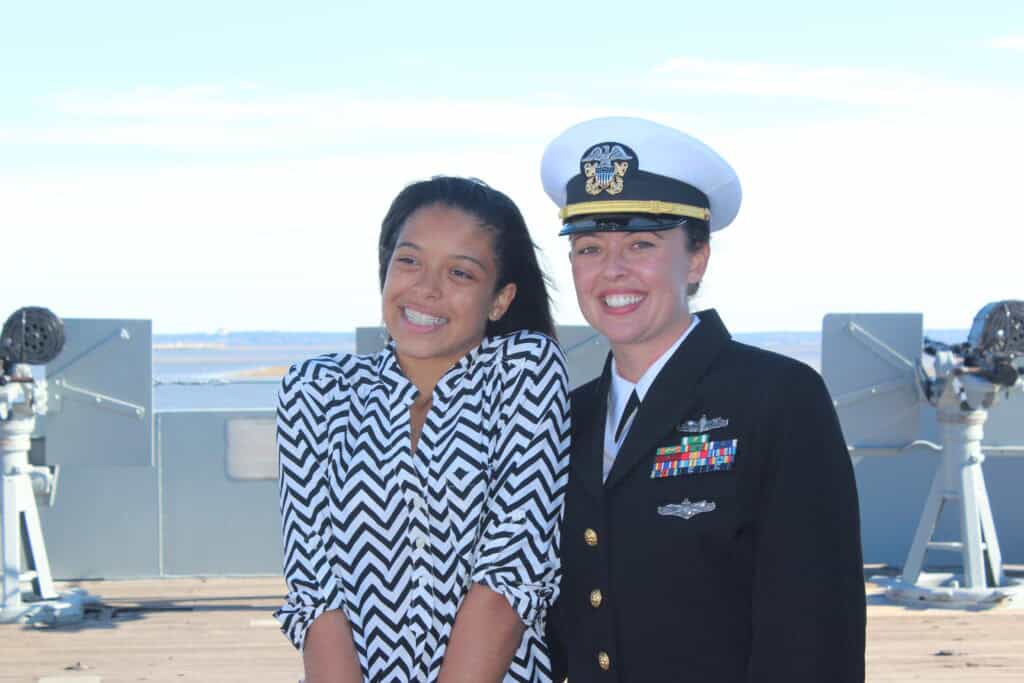 Sydni and me on the fos'cle of the USS ALABAMA.